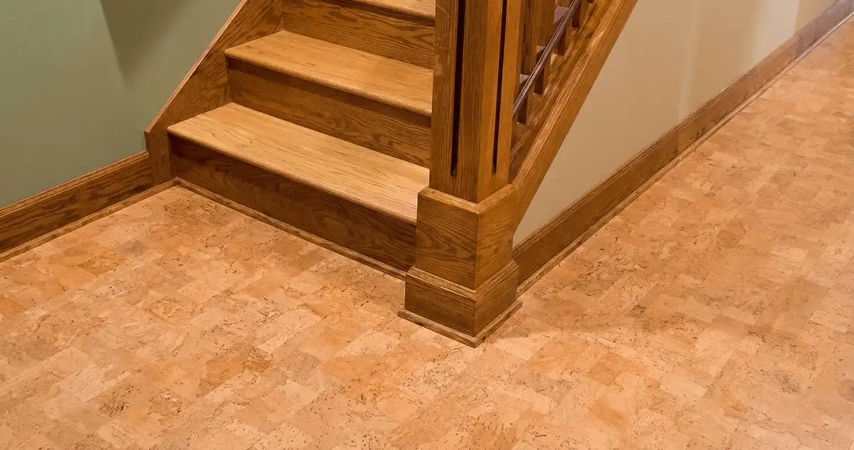 End of a staircase with cork flooring in Tucson, AZ