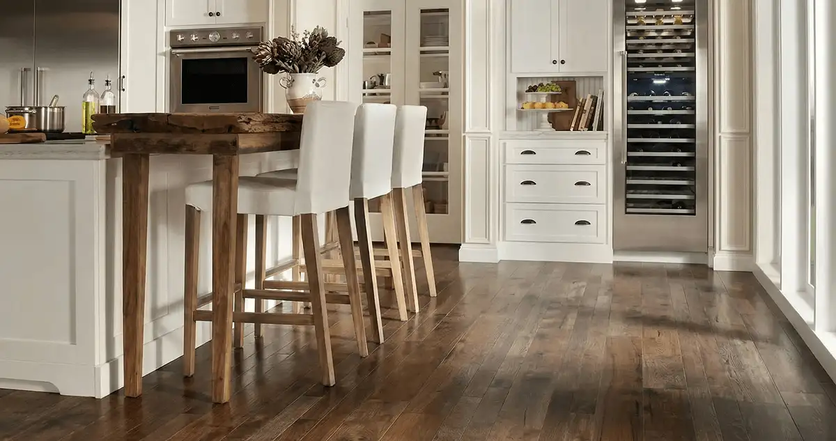 Professionally installed and refinished hardwood flooring in a residential home, showcasing smooth finish and natural wood tones in Tucson, AZ
